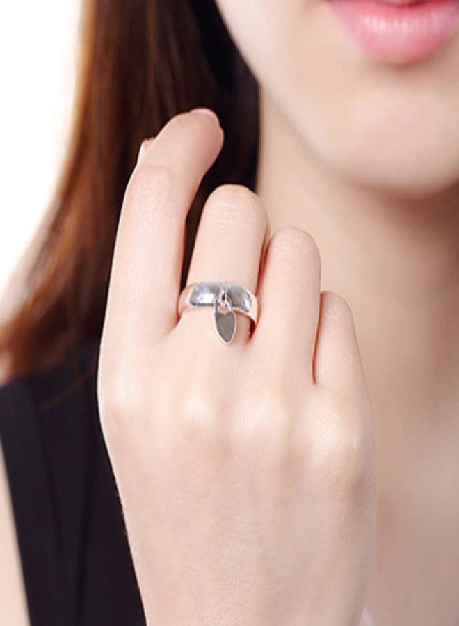 LRGKMCWTOB Sterling Silver Dangle Heart Open Statement Rings Dangle Heart Charms Sterling Silver Band Ring Tassel Band Dangling Charm Engagement Promise Ring Adorable Heart Love Ring Size 8 - Image 5